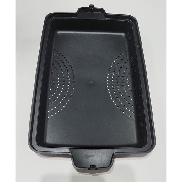 Pampered Chef Micro Cooker Black Shallow Rectangle Bacon Steamer Microwave #1146 - Picture 3 of 5